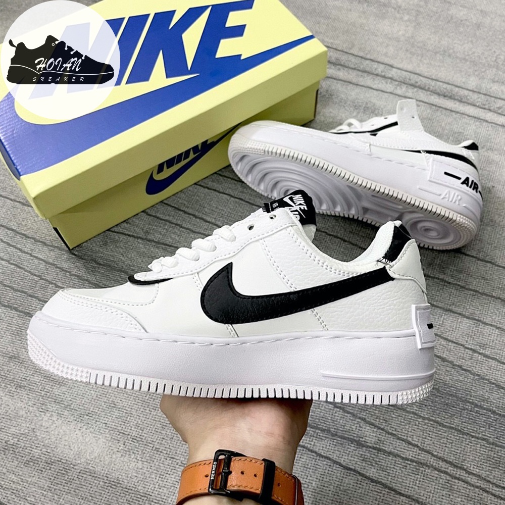 Giày Air Force 1 Shadow White Black 1:1 Nam Nữ - Giày Sneaker AF1 Cổ Thấp Trắng Đen