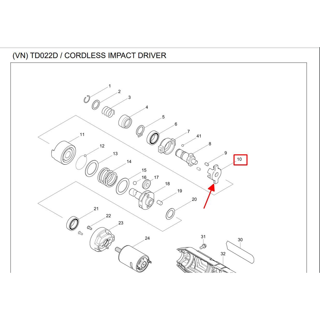 Khớp nối trục nhông vít gập TD022D, TD020, TD021, Makita 324713-2
