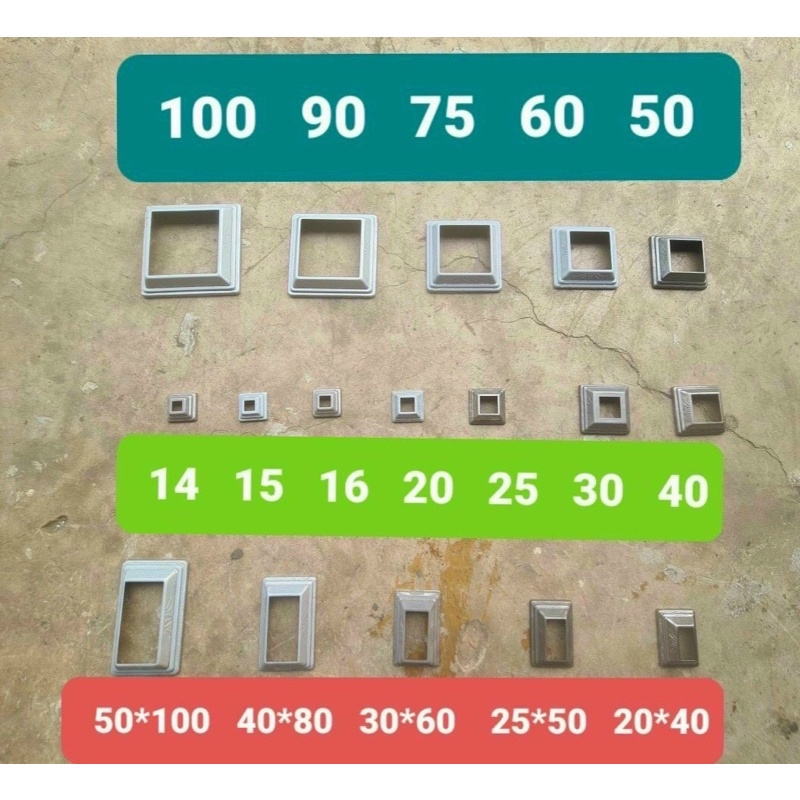 Chụp Chân Trụ Inox Sắt Hộp Vuông 15X15, 20X20, 25X25, 30X30, 40X40, 50X50, 60X60, 75X75, 80X80, 100X100