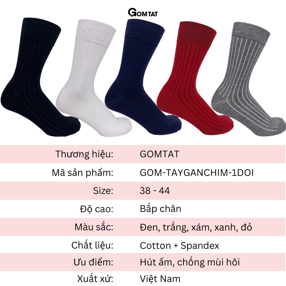 Tất vớ đi giày tây nam công sở cổ cao GOMTAT mẫu gân chìm, chất liệu cao cấp hút ẩm thoáng khí - GOM-TAYGANCHIM-1DOI