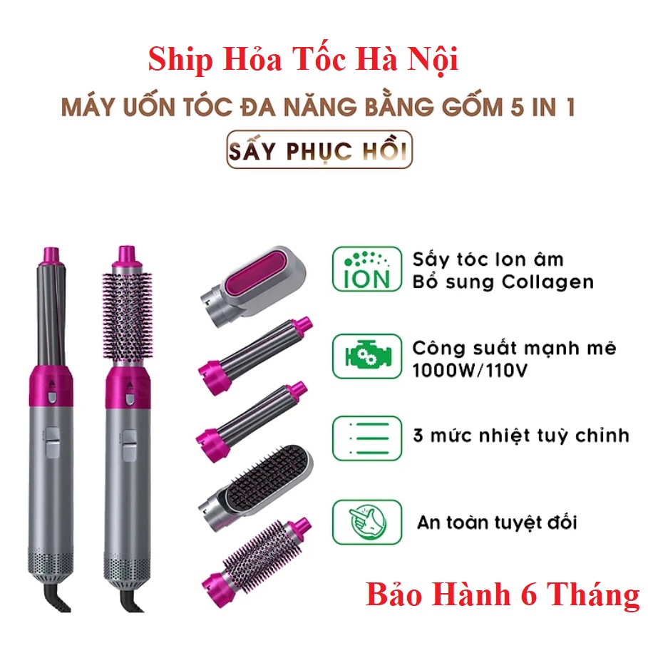 Máy Uốn Tóc Tạo Kiểu Đa Năng 5 Trong 1, Máy Tạo Kiểu Tóc Đa Năng Bằng Gốm Sử Dụng Gió Không Làm Khô Tóc Chuẩn Salon