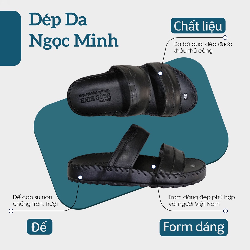 Dép Nam Hai Quai Thời Trang Cao Cấp Màu Đen Mã 18 Siêu Bền Đẹp, Da Sịn Không Bong Tróc, Chống Trơn Đủ Size