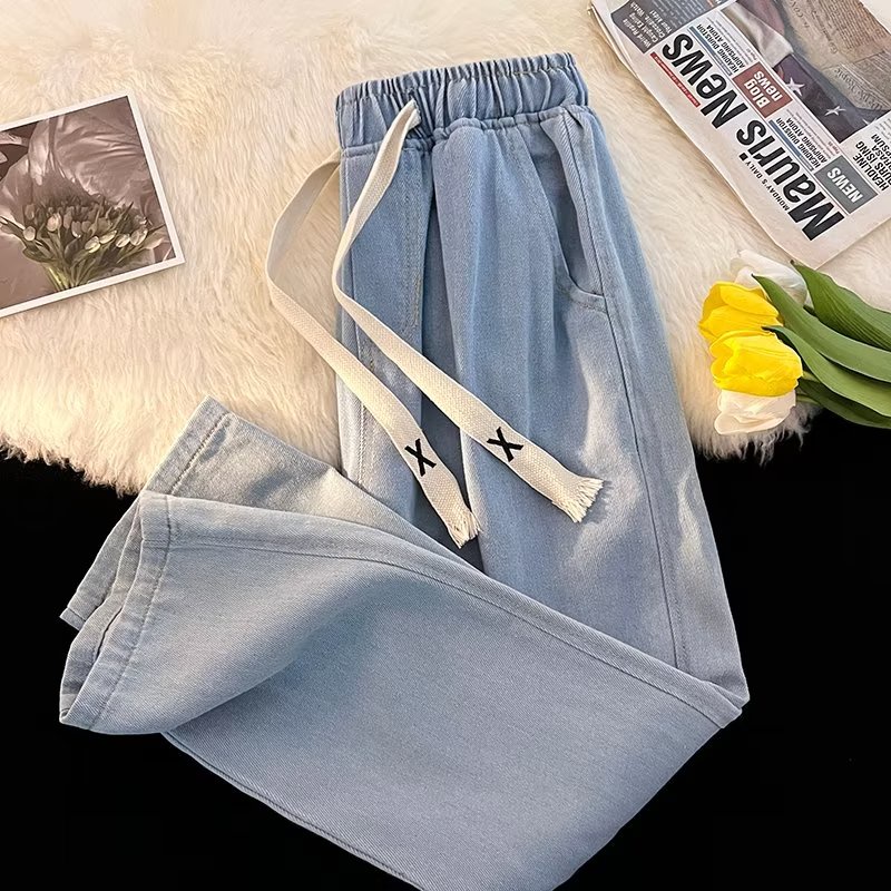 Quần Jean Ống Suông Rộng Màu Trơn Thời Trang Mùa Thu 2022 Cho Nam Cỡ S-5XL