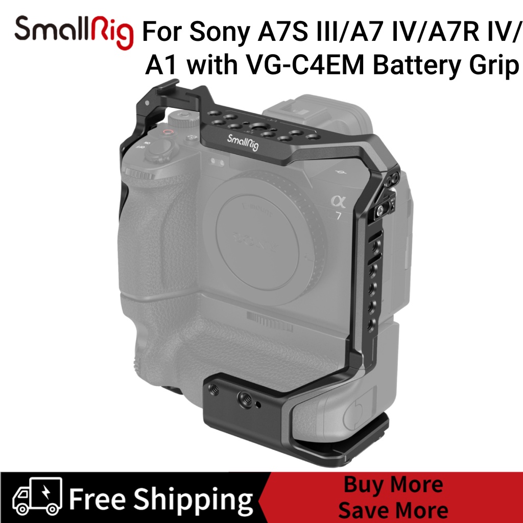 SmallRig Lồng máy ảnh cho Sony Alpha 7S III / Alpha 7 IV / Alpha 7R IV / Alpha 1 với VG-C4EM Pin Gri