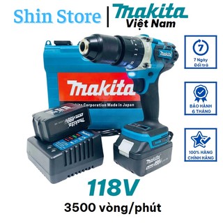 Máy khoan pin makita 3 chức năng 2 pin 118v - đầu khoan 13mm -shinstore
