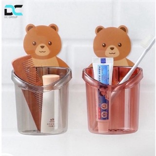 Ly cốc dán tường hình gấu nâu đựng bàn chải, kem đánh răng, đồ dùng nhà tắm - cốc gấu dán tường ,.