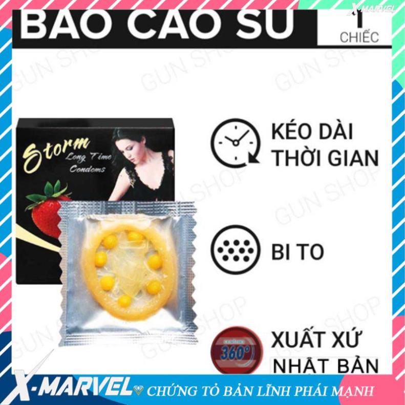 Bao Cao Su Gai 6 Bi Lớn STORM Kéo dài thời gian. Bcs gân siêu mỏng độc đáo 49mm/52mm CONDOM