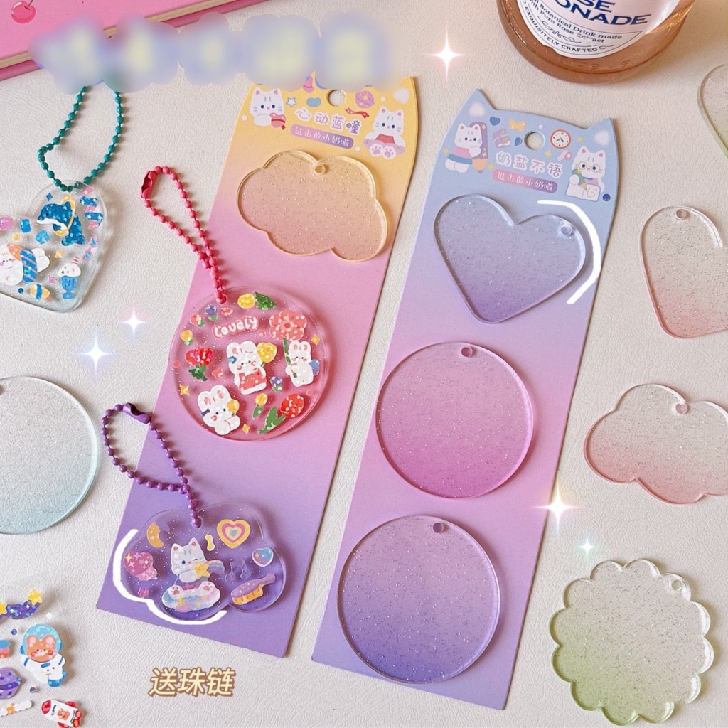 Móc khóa acrylic trong suốt, dây đeo phụ kiện tự trang trí DIY - SH071