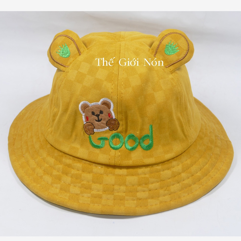 Mũ tai bèo trẻ em hình gấu dể thương, đẹp mắt. Nón có chất liệu vải nhung mềm mại phù hợp cho cả bé nam và bé nữ