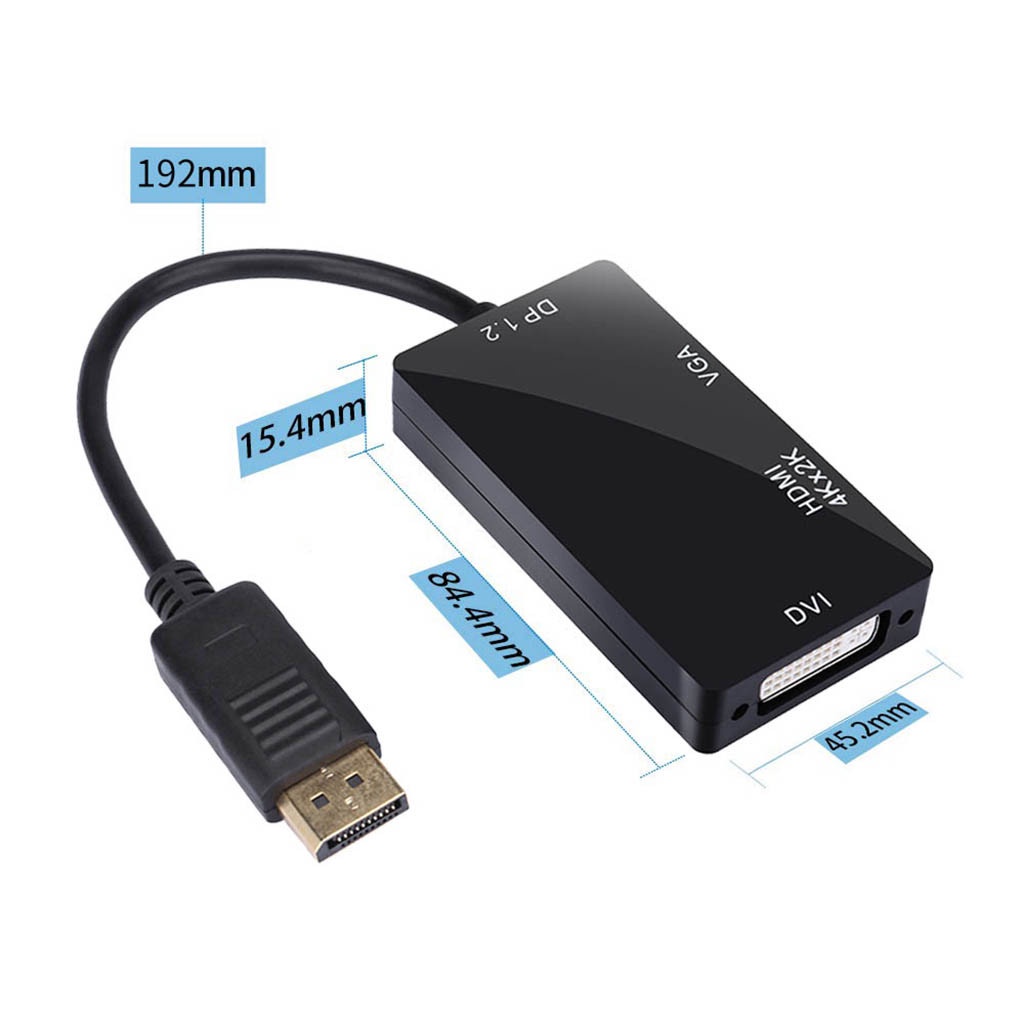 Cáp ChuyểN ĐổI DisplayPort Sang HDMI 4K DVI VGA 3 Trong 1 Cho MàN HìNh MáY ChiếU HDTV