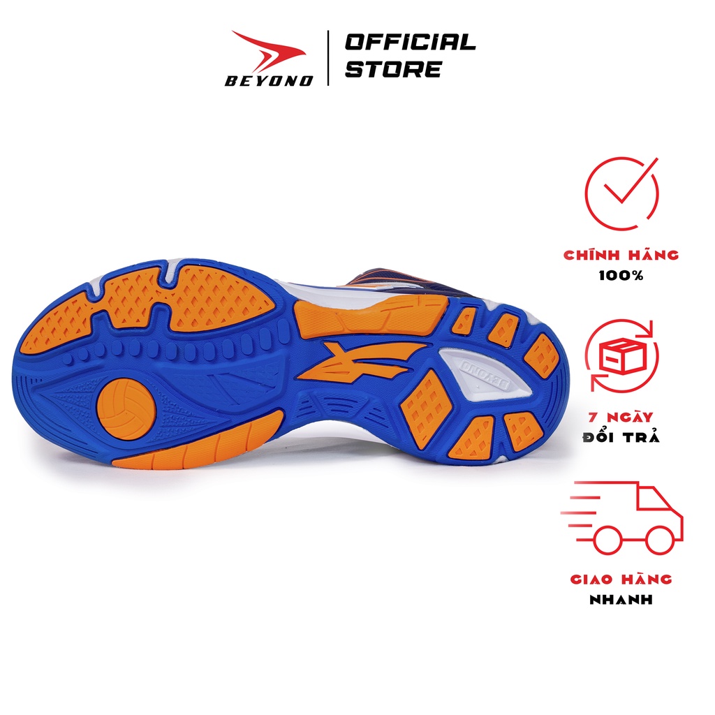 Giày thể thao bóng chuyền Nam Nữ Beyono Thunder Blue Orange, đế cao su tự nhiên, chịu lực, thoáng khí