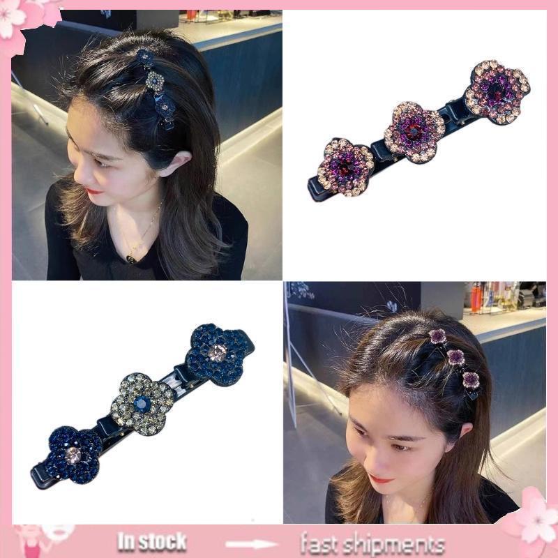 Kẹp Tóc Hình Cỏ Bốn Lá Đính Đá Độc Đáo Cho Nữ