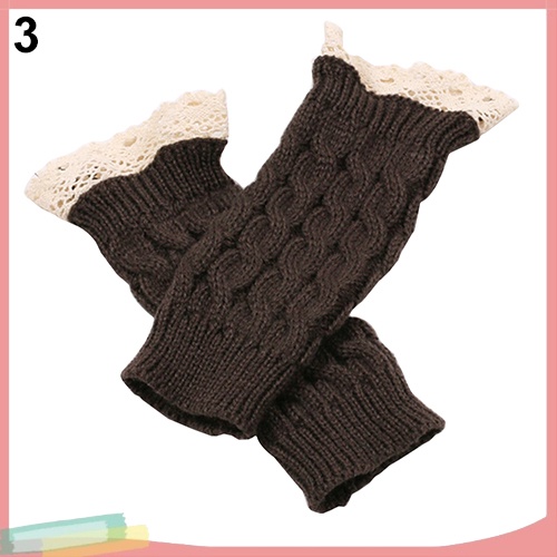 Đôi găng tay len hở ngón phối ren độc đáo trẻ trung cho nữ