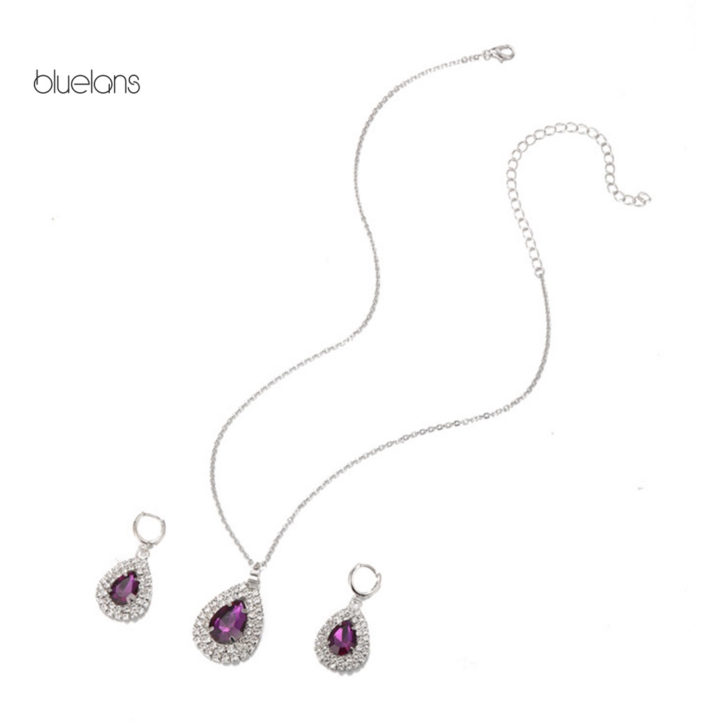 1 Set Phụ Kiện Trang Sức Gồm Vòng cổ / Bông Tai Đính Đá Khối Lập Phương Sang Trọng