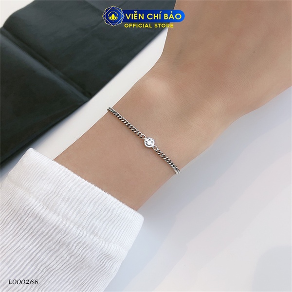 Lắc tay bạc nữ đá tròn đen chất liệu bạc Thái 925 thời trang phụ kiện trang sức Viễn Chí Bảo L000266