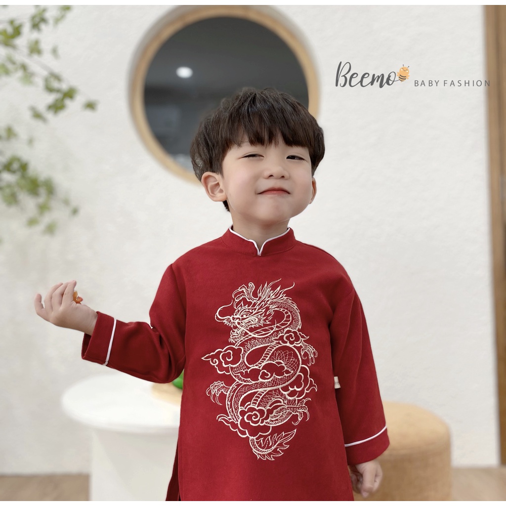 Áo dài Tết thêu rồng bé trai