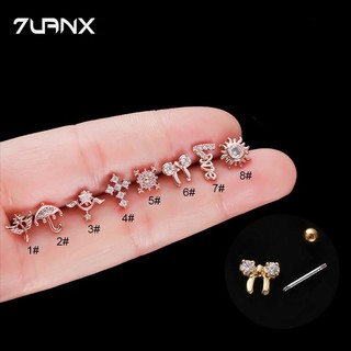 Khuyên tai 7UANX thép không gỉ hình dù/ thánh giá độc đáo