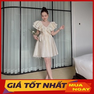 Váy Xốp Tay Cánh Tiên Cổ V Dáng Lửng Hàng Quảng Châu V3047 - Yamy888