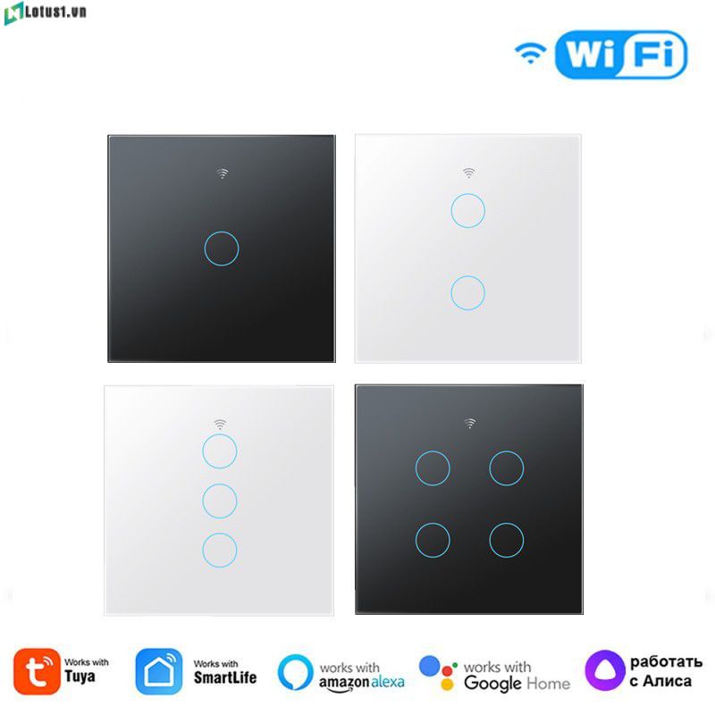 Công Tắc Đèn Thông Minh Tuya Wifi 1, 2, 3, 4 Nhóm Cảm Biến, Công Tắc Cảm Ứng Thông Minh, Điều Khiển Âm Thanh Trên Tường Và Alexa Google