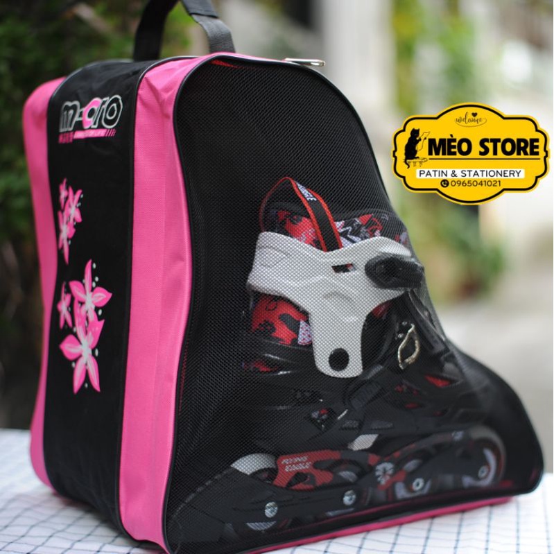 Túi đựng giày patin có 3 ngăn: ĐỰNG GIÀY PATIN + BẢO HỘ CHÂN TAY + MŨ PATIN và các đồ dùng cá nhân khác