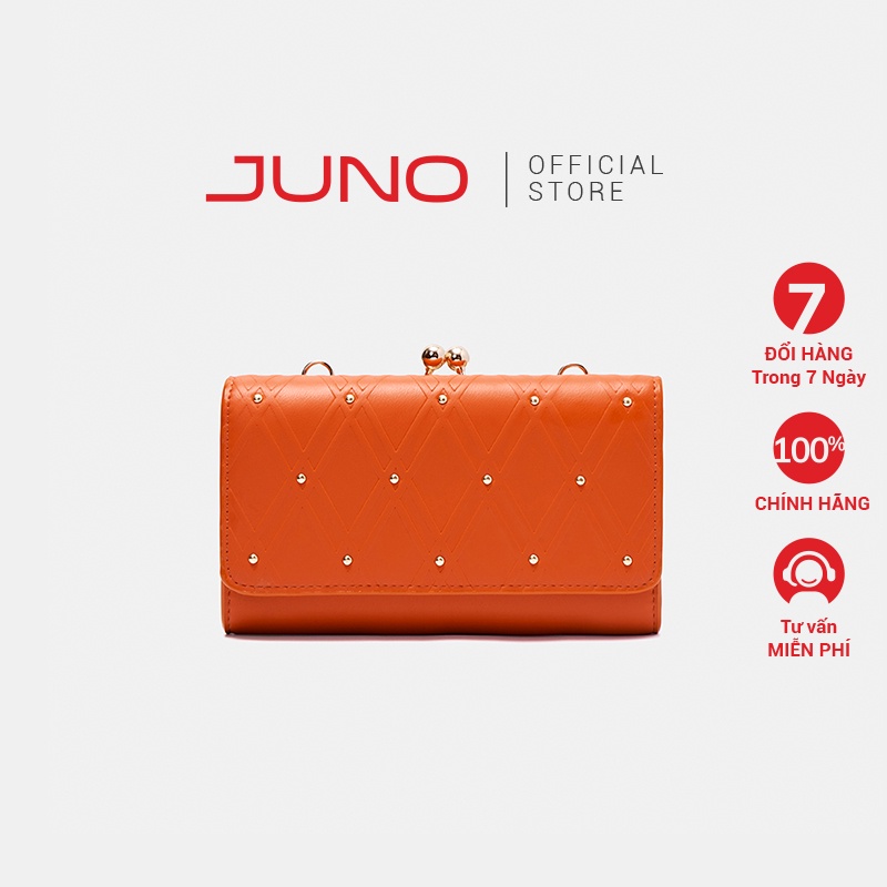Ví Nữ Cầm Tay Thời Trang JUNO Có Quai Đeo Dập Nổi Hoạ Tiết Diamond Lattice VI191