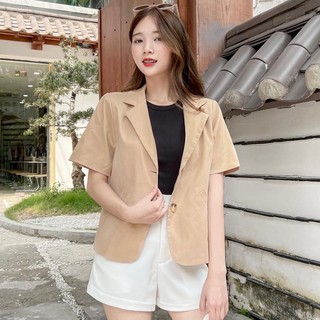 JANET Blazer - Áo blazer đính khuy gỗ