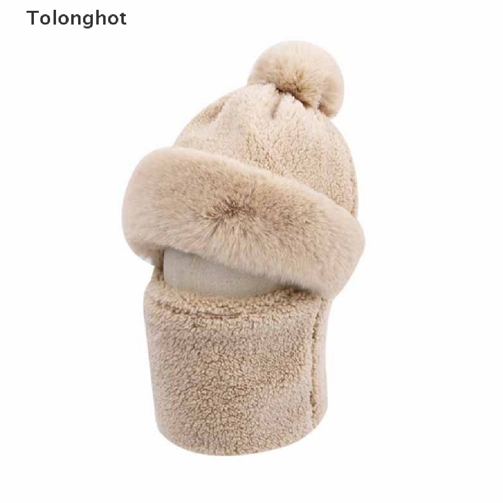 Bộ Mũ Beanie + Khăn Choàng Cổ Bằng Lông Cashmere Chống Gió Dày Dặn Giữ Ấm Mùa Đông Cho Nữ