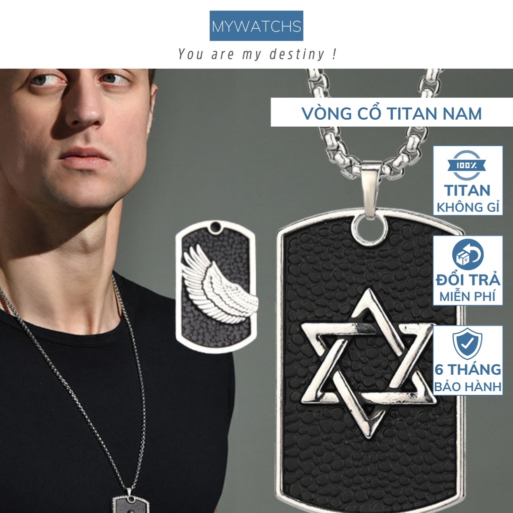 Dây chuyền nam Titan mặt hình thẻ bài phong cách hiphop cá tính nhiều lựa chọn dễ phối đồ