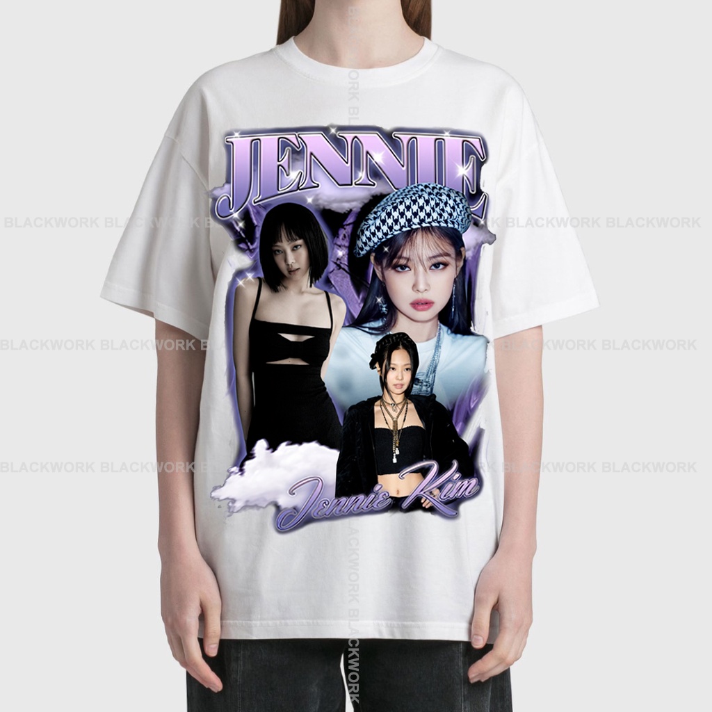 Áo Thun JENNIE v2 Vintage 100% Cotton Tay Lỡ Unisex - Đen/Trắng Cổ Tròn | Blackwork