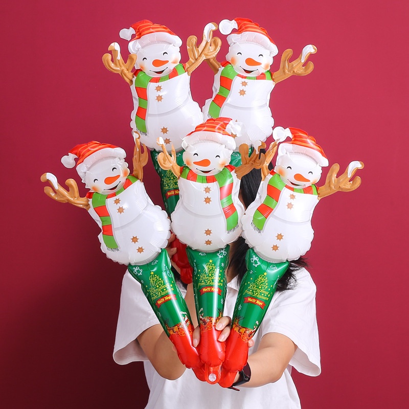 Bong Bóng Bơm Hơi Hình Đầu Hươu / Bánh Gừng / Người Tuyết Dùng Trang Trí Tiệc Giáng Sinh