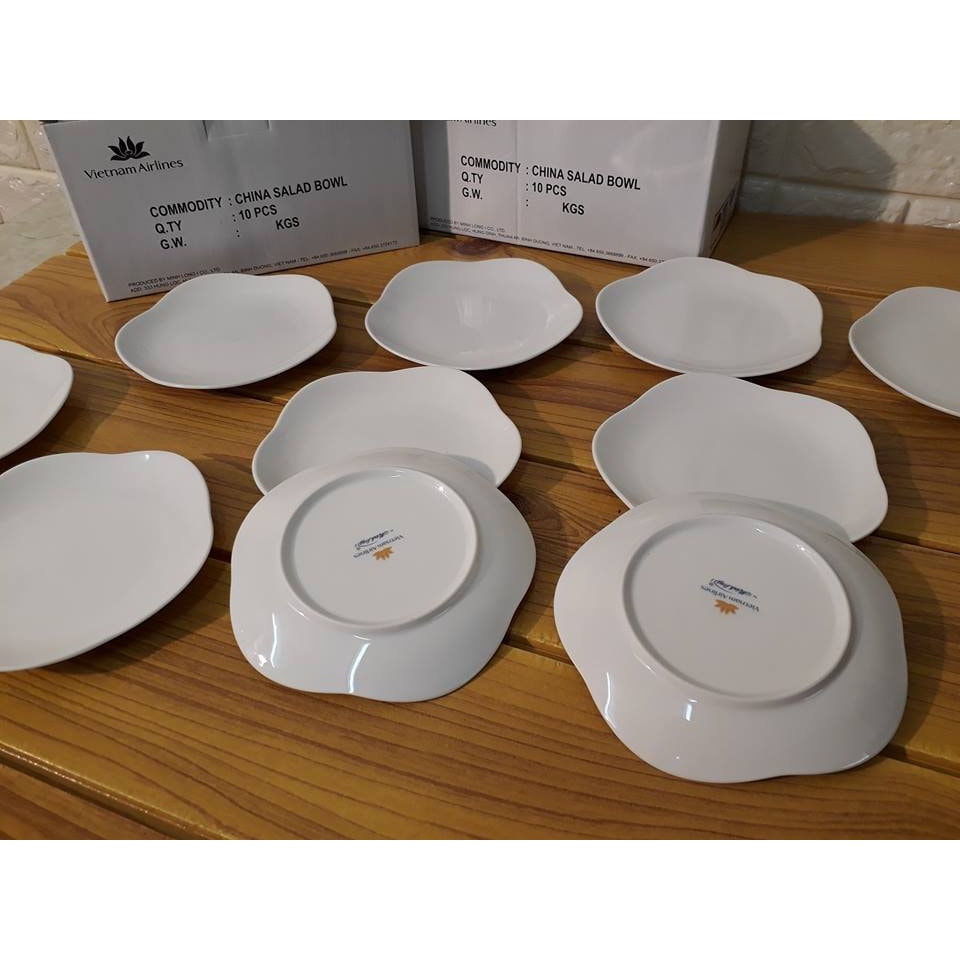 Set 10 đĩa hoa mai sứ Minh Long 13cm