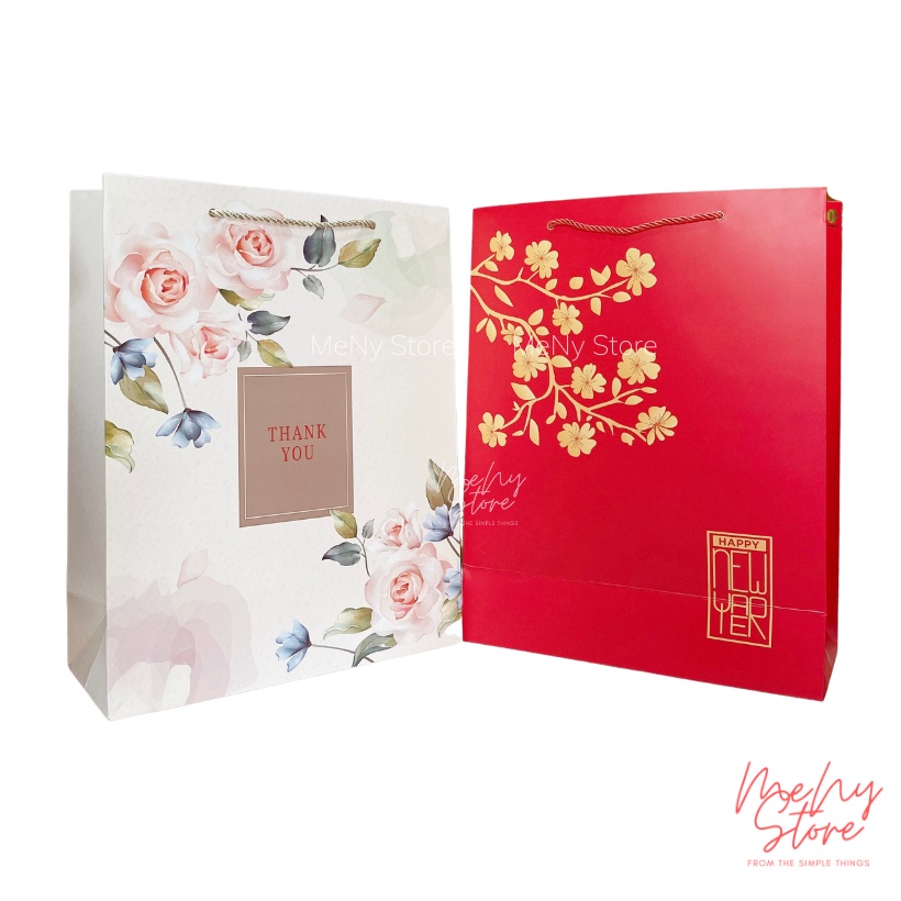 Túi giấy đựng quà Tết, giỏ quà, túi chúc mừng năm mới loại vip 35x45x15cm