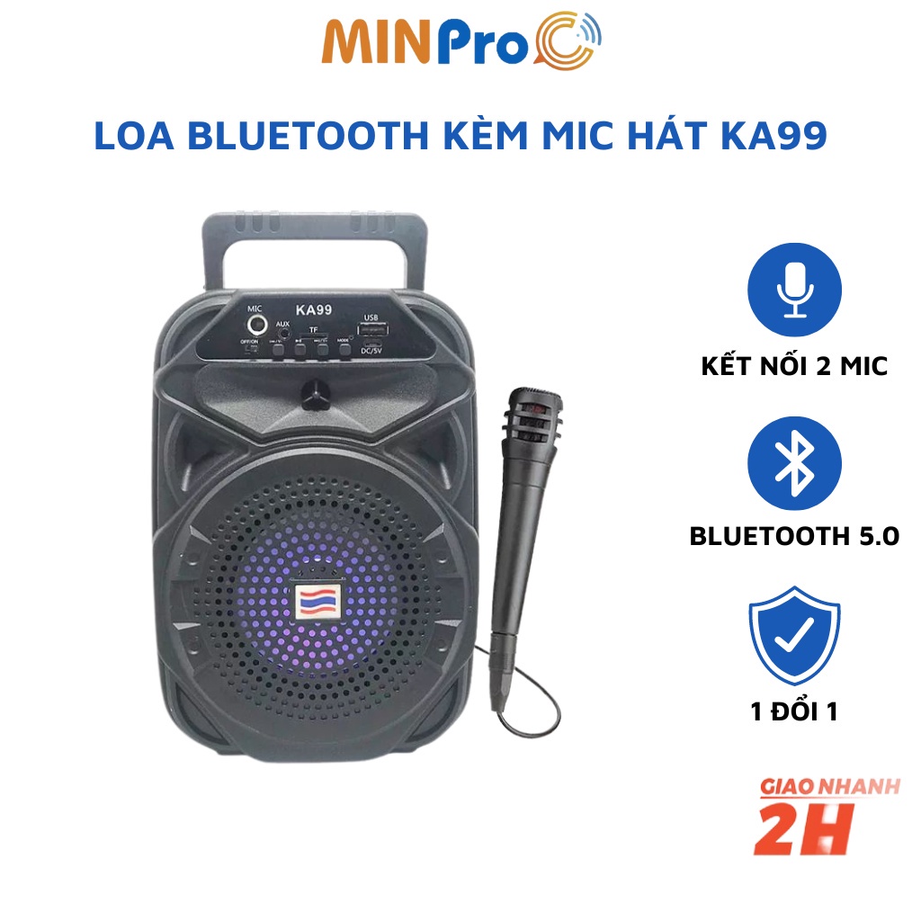 Loa bluetooth karaoke mini KA99 - Micro karaoke bluetooth không dây âm thanh chuẩn speaker có đèn led