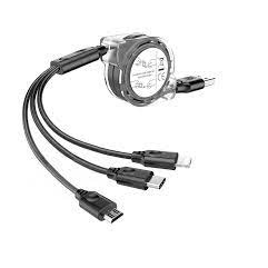 Dây Sạc Điện Thoại 3 Đầu Dây Rút, Dây Sạc 3 Đầu Đa Năng,rút gọn chống rối siêu bền,gọn nhẹ dẽ mang theo,đẹp và hiện đại
