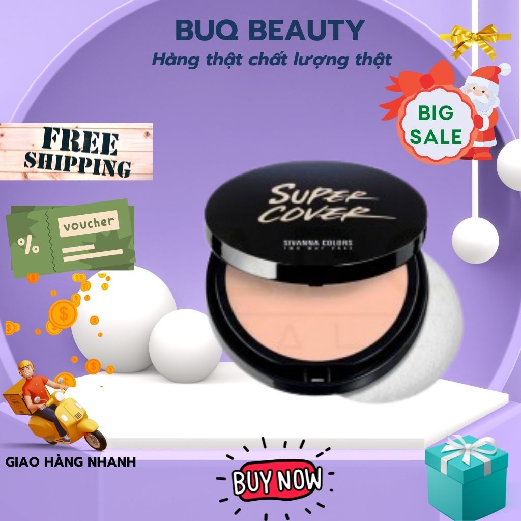 Phấn Nền Sivanna Colors Super Cover Two Way Cake 10g Kiềm Dầu Che Phủ Tốt Chính Hãng 10g - sivana