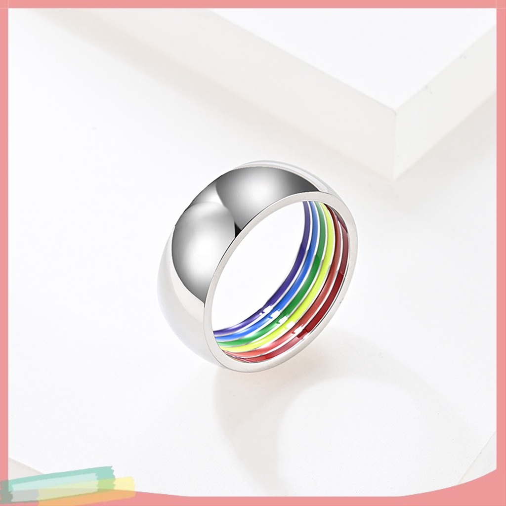 Nhẫn Trơn Màu Cầu Vồng Đính Đá Thời Trang Cho Nam Và Nữ
