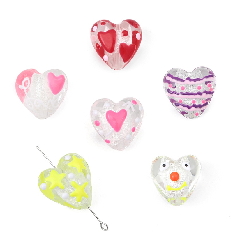 Túi Hạt Thủy Tinh Trong Suốt Hình Trái Tim 20X20mm Tự Vẽ Trang Trí Đồ Trang Sức