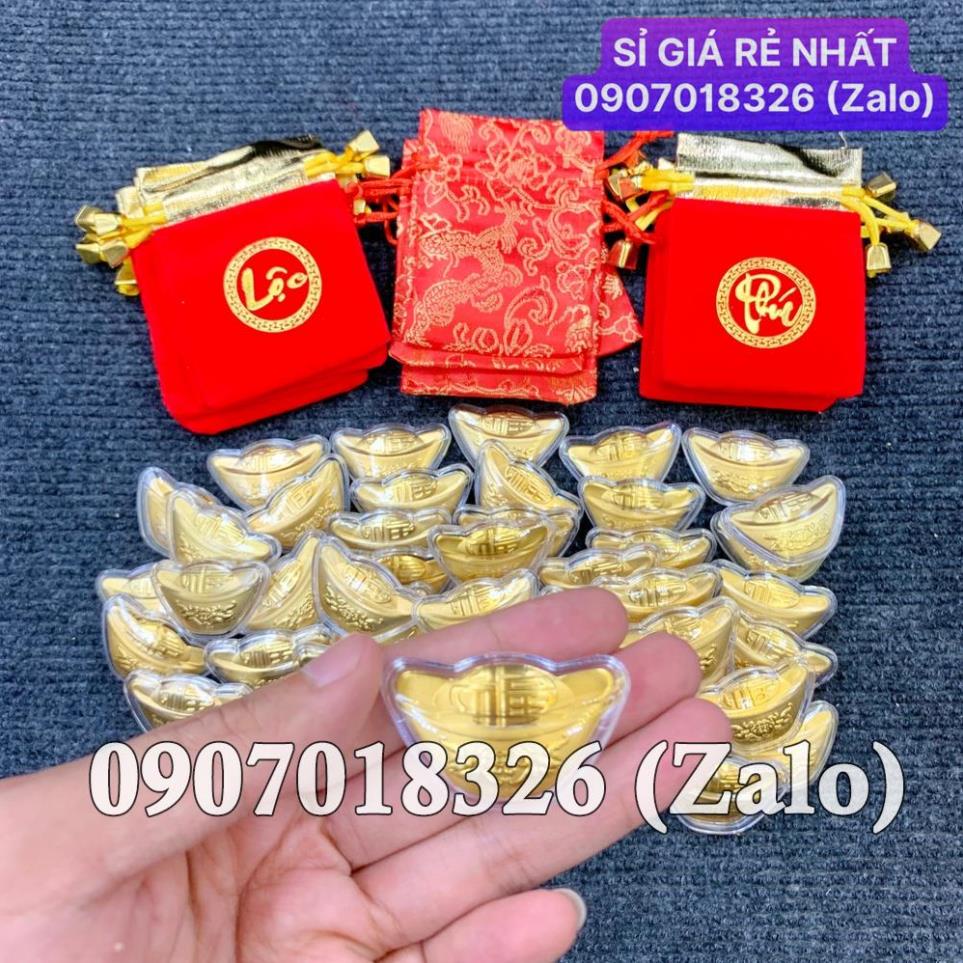 [HÓT] Combo Sỉ 100 Thỏi Vàng Thần Tài Tài Lộc Mạ Vàng Kèm Túi Gấm Phúc, Lộc Siêu Đẹp, Phong Thuỷ , Giá Sỉ
