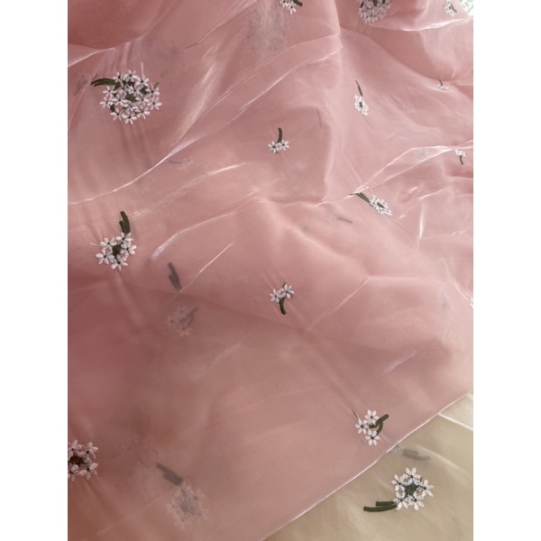 Vải Tơ organza thêu