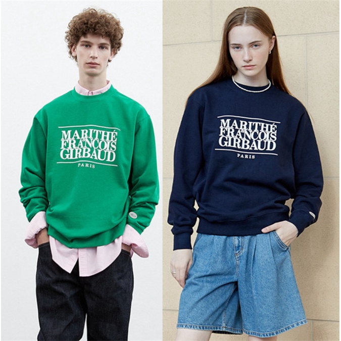Áo Nỉ Dài Tay Cổ Tròn In LOGO Marithe Franxois GIRBAUD Phong Cách Cổ Điển Thời Trang Mùa Thu Mới