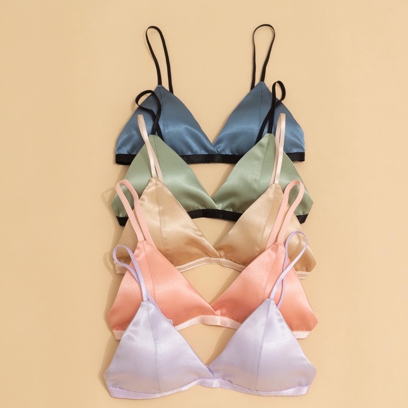 Áo ngực không gọng Lamluy Bra lụa satin nude V1 mềm mịn