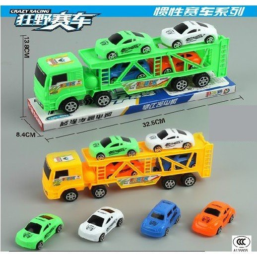 Đồ chơi xe tải đầu kéo 2 tầng chở 4 xe con