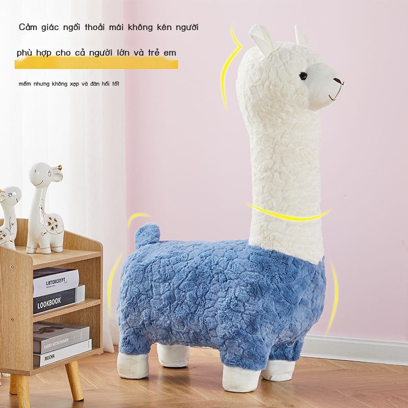 Động vật sáng tạo, ghế đẩu alpaca, ghế đẩu thay giày hoạt hình, trang trí búp bê phòng khách màu đỏ lưới | BigBuy360 - bigbuy360.vn