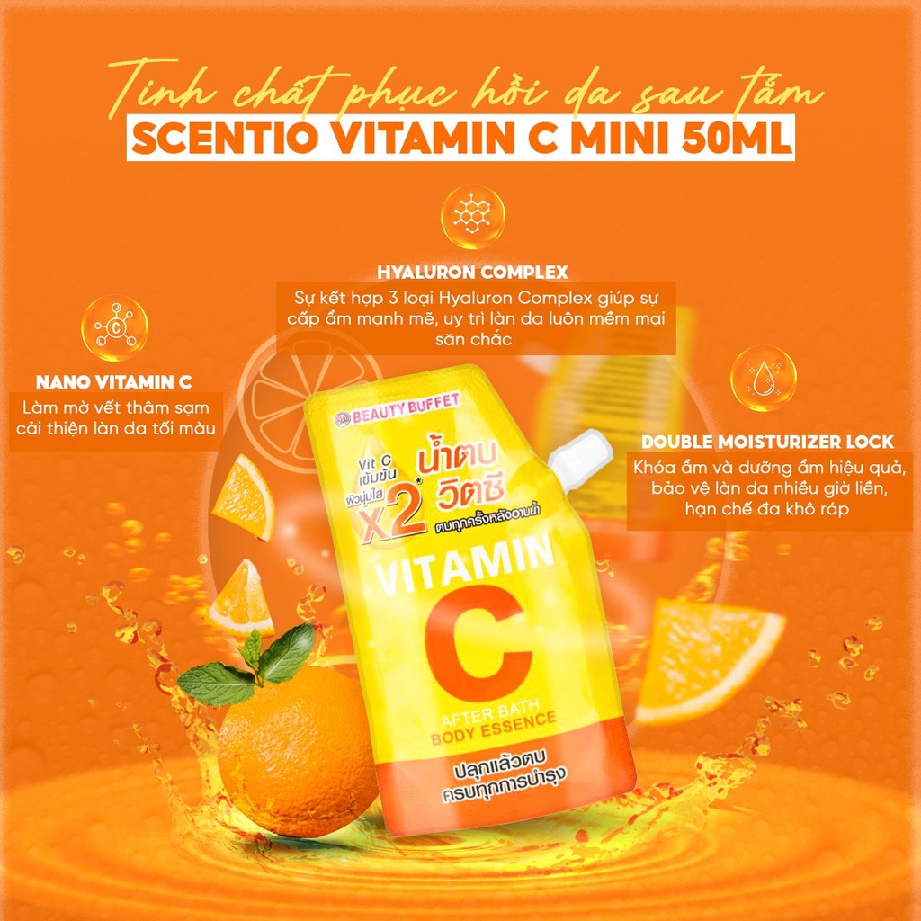 Tinh chất dưỡng thể dưỡng trắng sau khi tắm Scentio Vitamin C 50ml