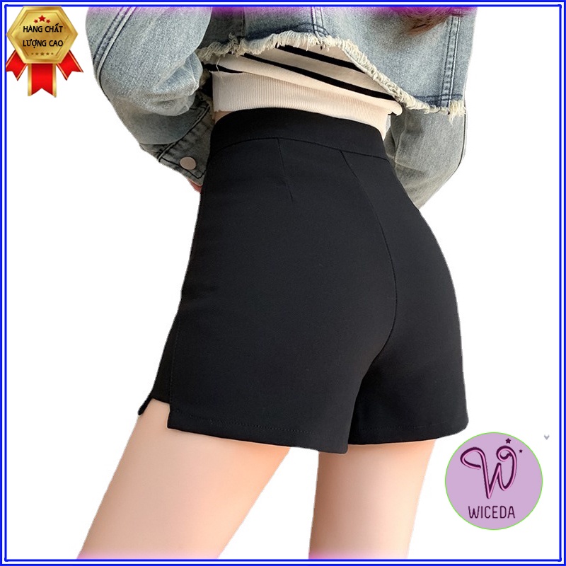 Quần short nữ cạp cao tôn dáng Wiceda , quần đùi đen chất vải cao cấp co giãn phong cách trẻ trung cá tính QLG520