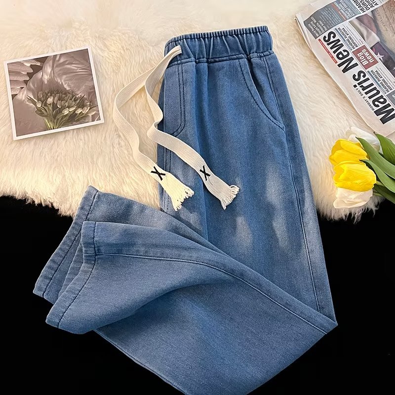 Quần Jean Ống Suông Rộng Màu Trơn Thời Trang Mùa Thu 2022 Cho Nam Cỡ S-5XL