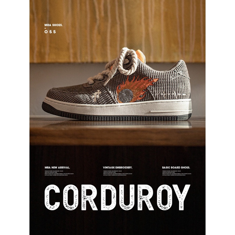 MADEN Giày Thể Thao Nam Vải Nhung Thêu Họa Tiết Phong Cách Nhật Bản 2023