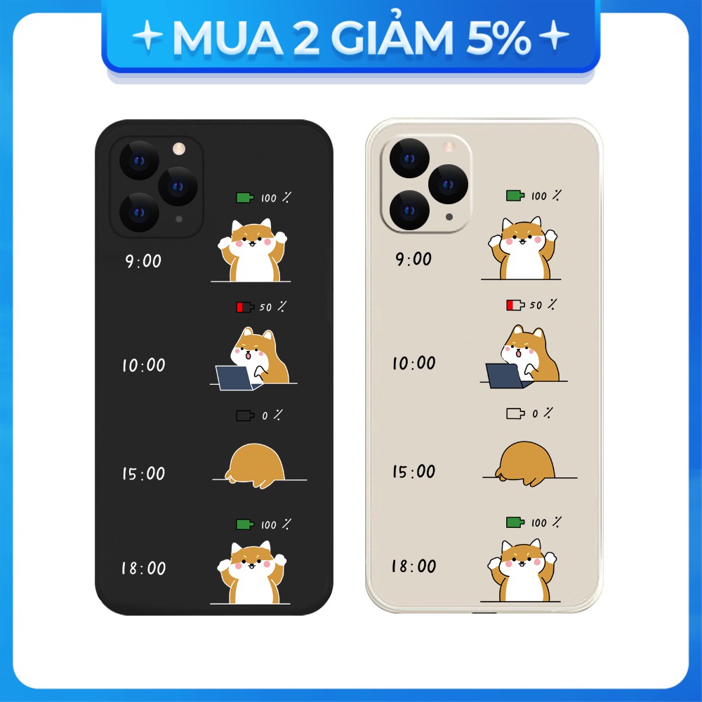 Ốp Lưng iPhone 11/14 Pro Max/15 Pro Max/16 Pro Max/17 Pro Max.... TPU Cạnh Vuông Hình Pin thời gian