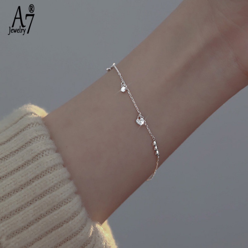 A7 | Mới Vòng Tay Trang Trí Hình Trái Tim Lấp Lánh Sáng Tạo YU398