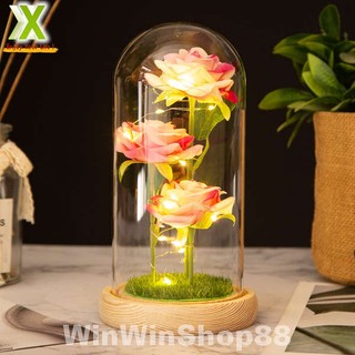 Đèn led Lọ hoa hồng sáp vĩnh cửu có đèn quà tặng người yêu thương
